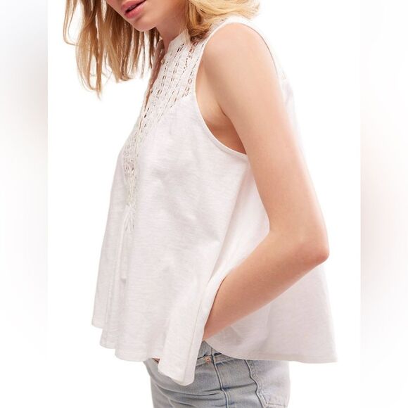 Free People Women's Sunkissed Cotton‎ Pointelle Tank Top, SIZE SMALL - Picture 3 of 13